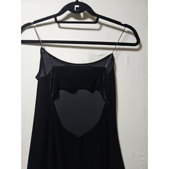 Vintage Burnout Velvet Slip Dress Medium Maxi Black Y2k 90s Whimsigoth Goth - Picture 3 of 9